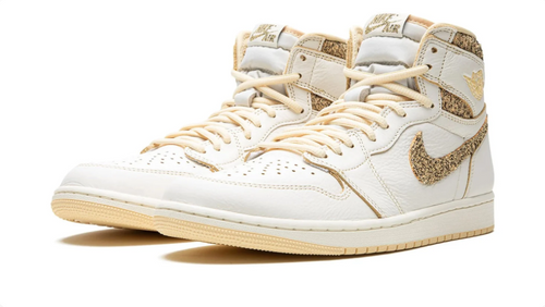 Air Jordan High-Top Sneakers - Cream & Textured Gold-Tone Accents