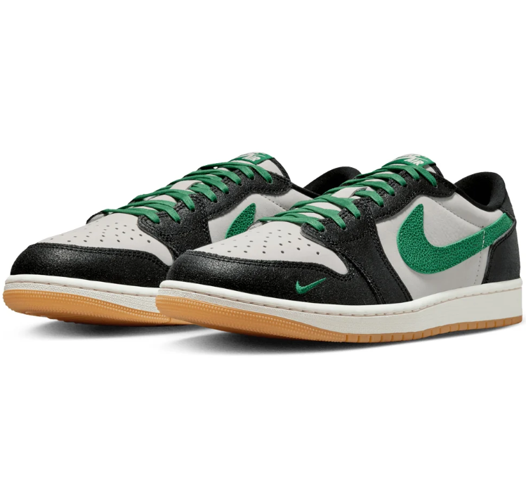 Air Jordan Low-Top Sneakers - Black, White & Green