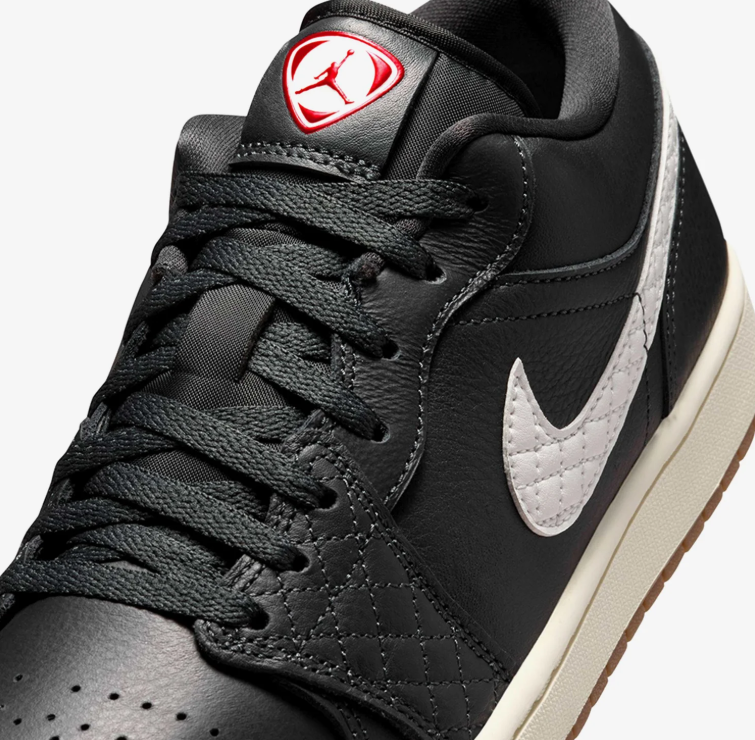 Air Jordan Low-Top Sneakers - Black & White with Gum Outsole