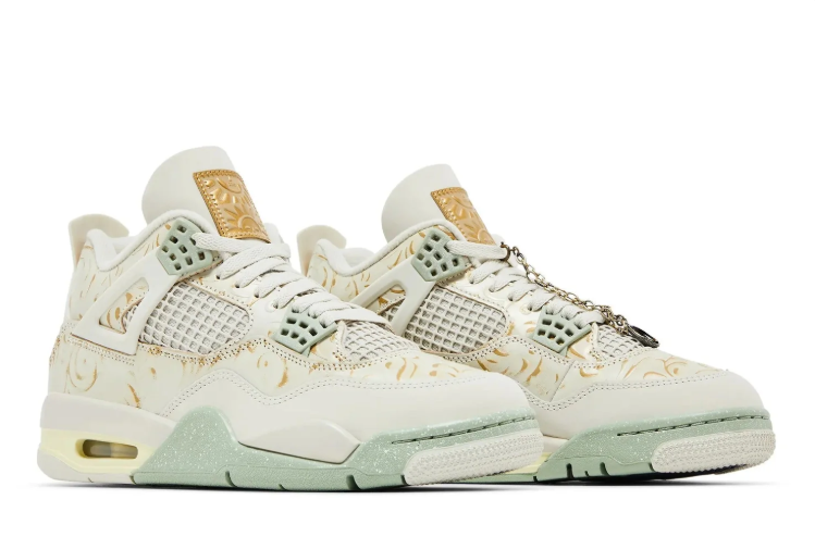 Air Jordan Sneakers - Cream & Mint with Gold-Tone Details