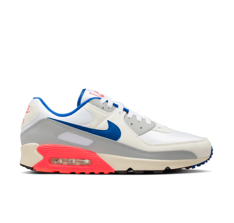 Nike Air Max Sneakers - White & Grey with Blue and Coral Accents