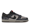 Nike Dunk Low Sneakers - Textured Charcoal & Taupe with Red Accents