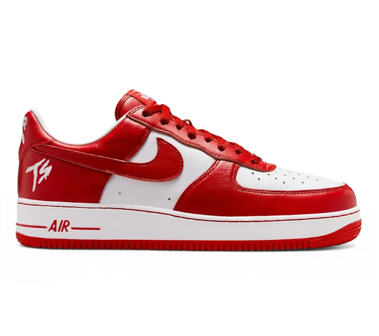 Nike Air Force 1 Low Sneakers - Red & White with Embroidered Heel Details
