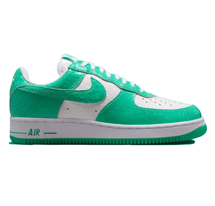Nike Air Force 1 Low Sneakers - White & Green Crackle Details