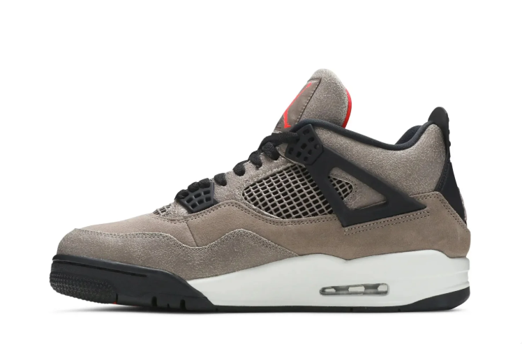 Air Jordan Sneakers - Taupe Grey with Black & Red Accents