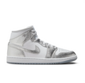 Air Jordan Mid-Top Sneakers - White & Metallic Silver