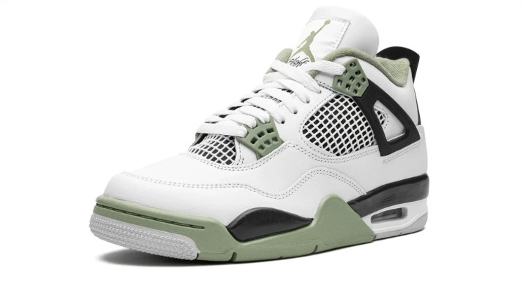Air Jordan Sneakers - White with Sage Green & Black Accents