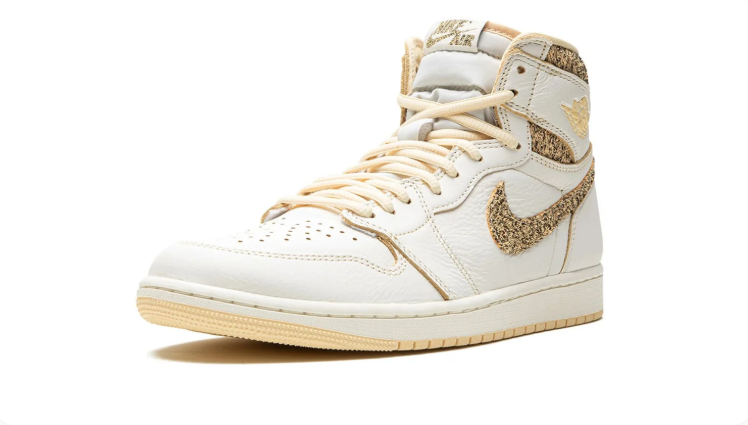 Air Jordan High-Top Sneakers - Cream & Textured Gold-Tone Accents