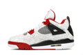Air Jordan Sneakers - White Line-Art Print with Red & Black Accents