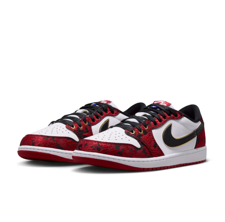 Air Jordan Low-Top Sneakers - Red Floral, White & Black