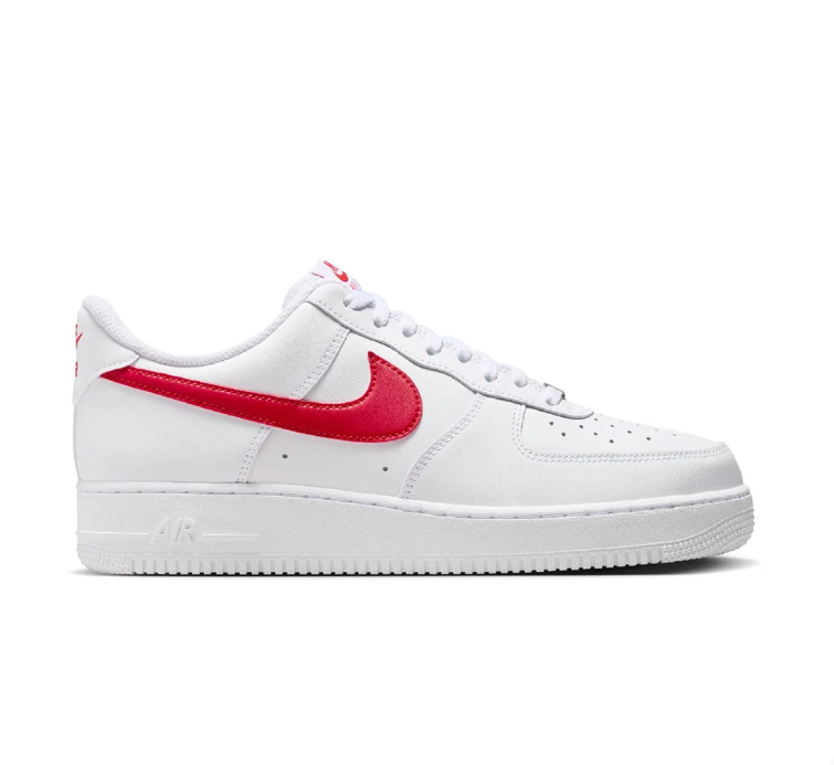 Nike Air Force 1 Low Sneakers - White with Red Swoosh