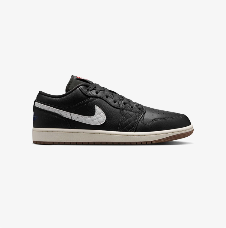 Air Jordan Low-Top Sneakers - Black & White with Gum Outsole