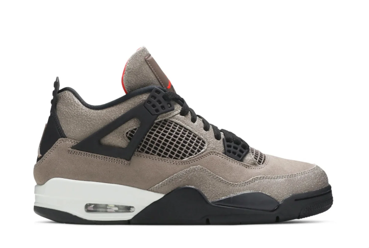 Air Jordan Sneakers - Taupe Grey with Black & Red Accents