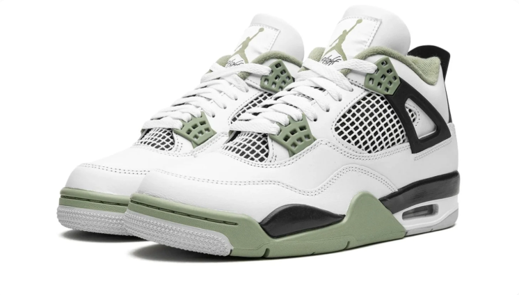 Air Jordan Sneakers - White with Sage Green & Black Accents