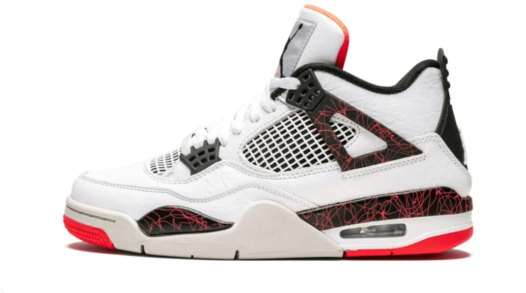 Air Jordan Sneakers - White & Black with Red Crackle Details