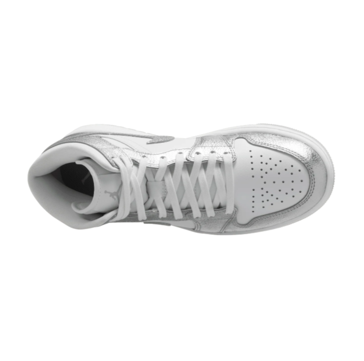 Air Jordan Mid-Top Sneakers - White & Metallic Silver