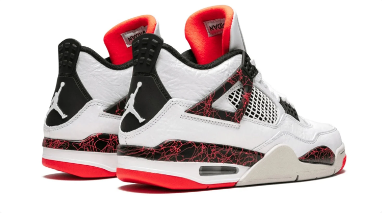 Air Jordan Sneakers - White & Black with Red Crackle Details