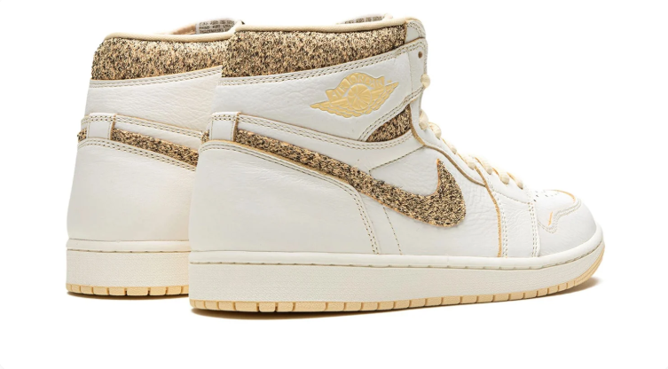 Air Jordan High-Top Sneakers - Cream & Textured Gold-Tone Accents