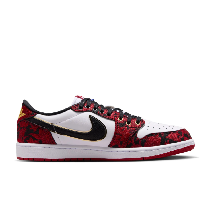 Air Jordan Low-Top Sneakers - Red Floral, White & Black