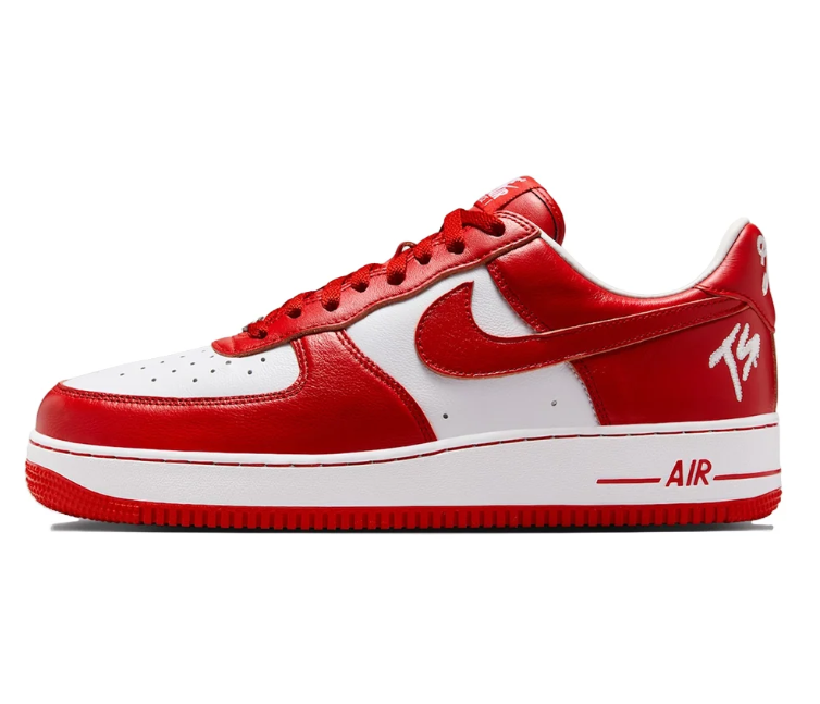 Nike Air Force 1 Low Sneakers - Red & White with Embroidered Heel Details