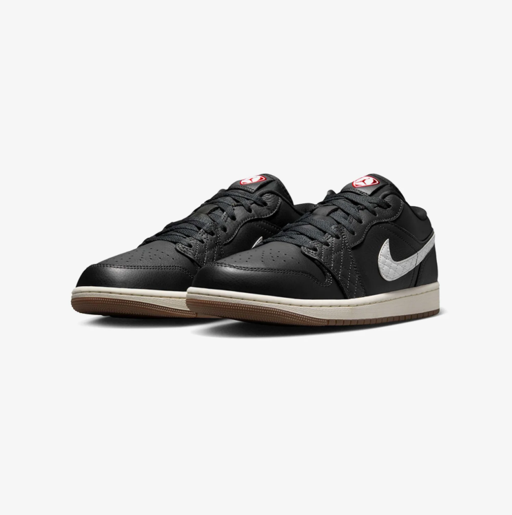 Air Jordan Low-Top Sneakers - Black & White with Gum Outsole