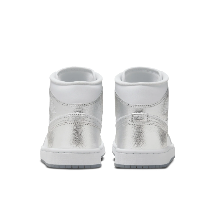 Air Jordan Mid-Top Sneakers - White & Metallic Silver