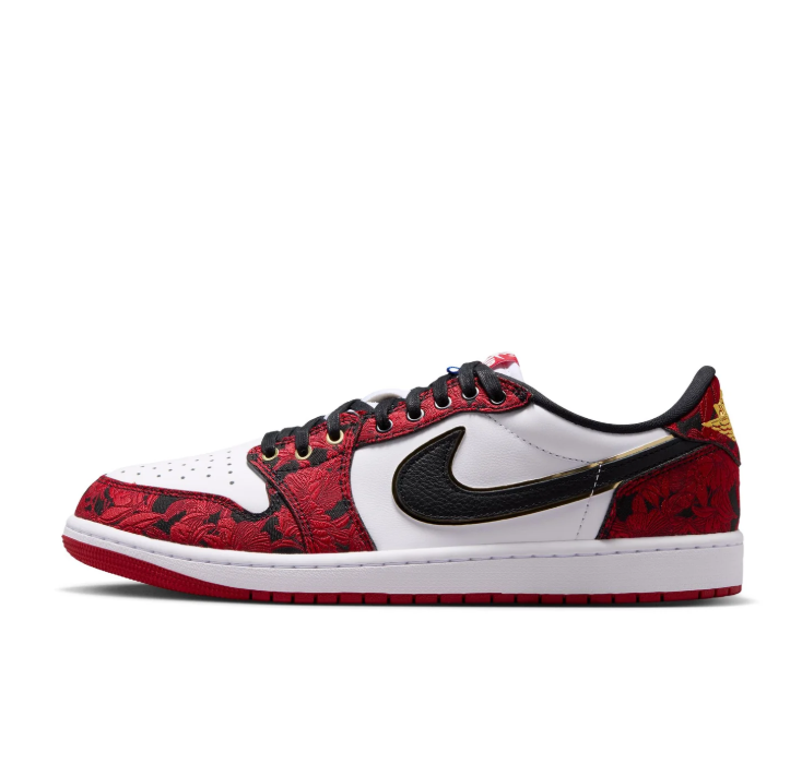 Air Jordan Low-Top Sneakers - Red Floral, White & Black