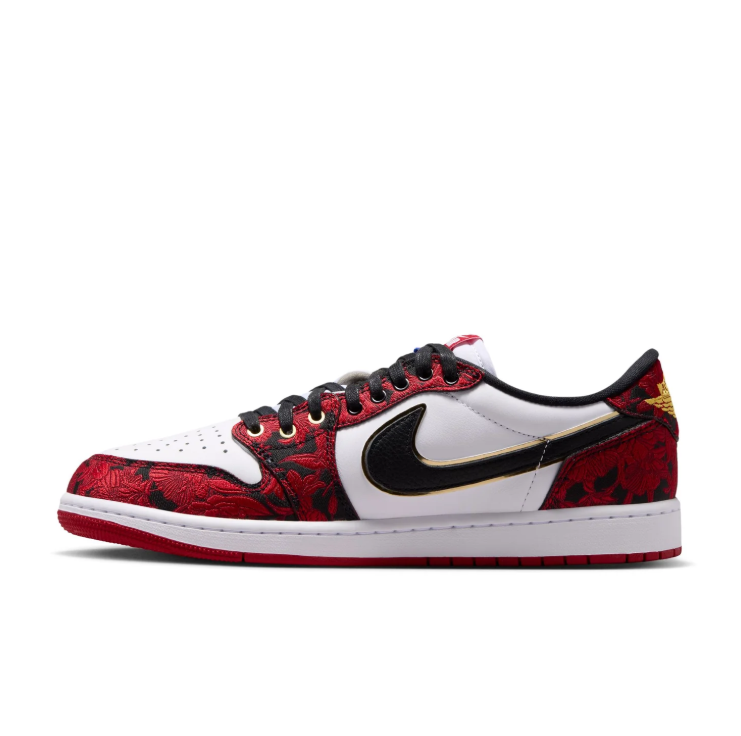 Air Jordan Low-Top Sneakers - Red Floral, White & Black