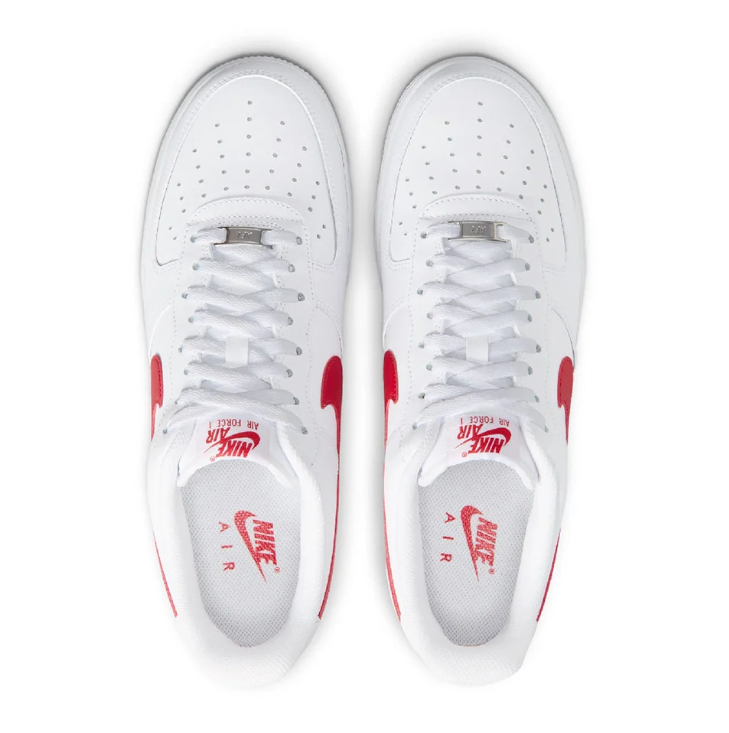 Nike Air Force 1 Low Sneakers - White with Red Swoosh