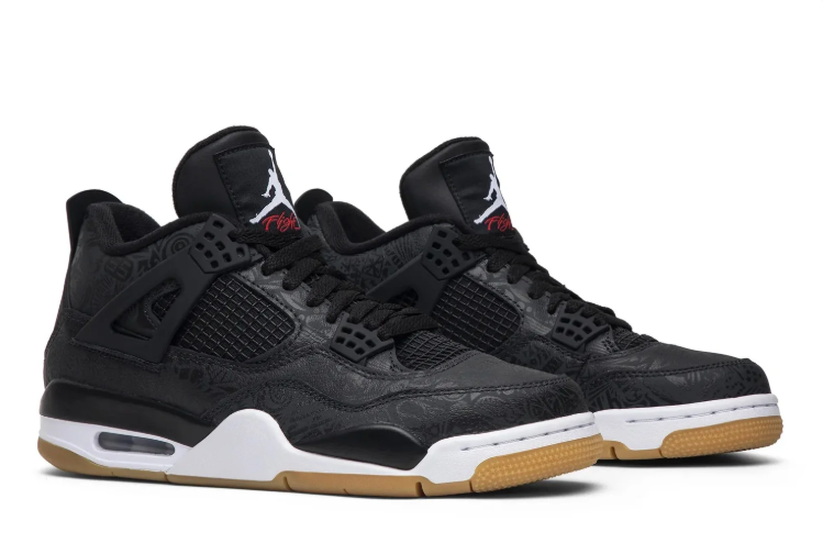 Air Jordan Sneakers - Black Patterned Upper & Gum Outsole