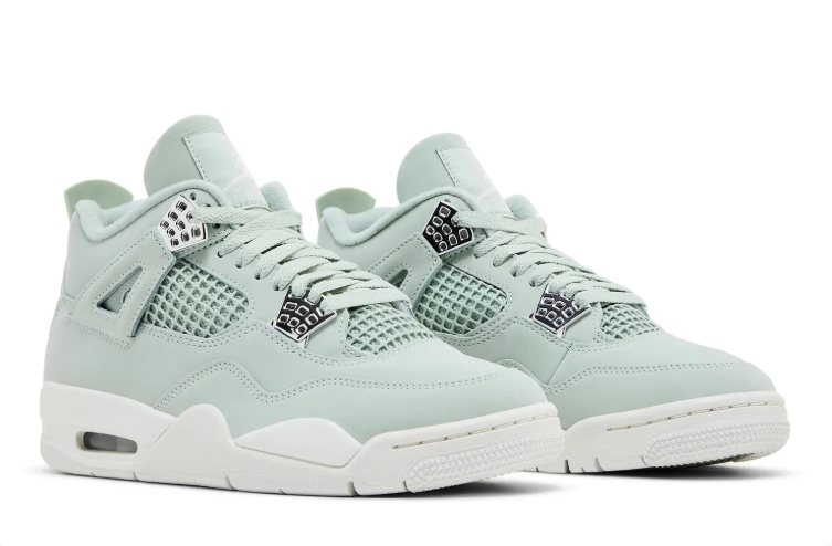 Air Jordan Sneakers - Pale Mint with Metallic Silver Accents