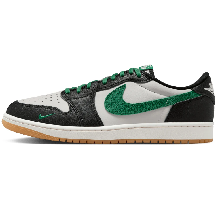 Air Jordan Low-Top Sneakers - Black, White & Green
