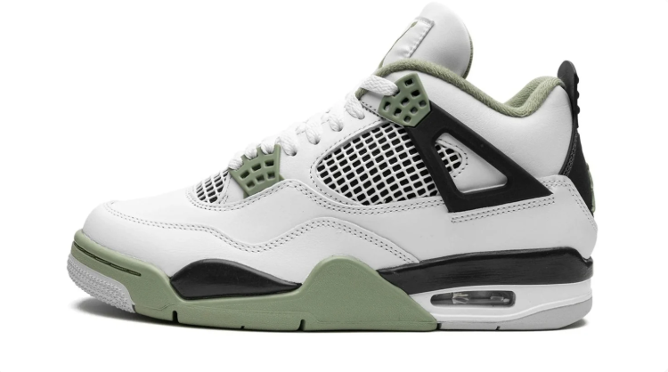 Air Jordan Sneakers - White with Sage Green & Black Accents