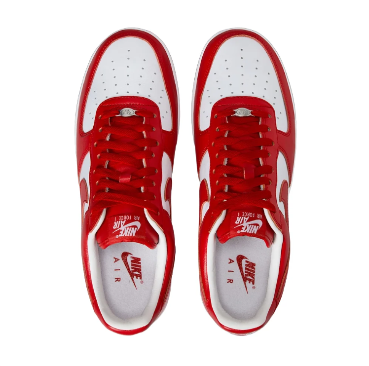 Nike Air Force 1 Low Sneakers - Red & White with Embroidered Heel Details
