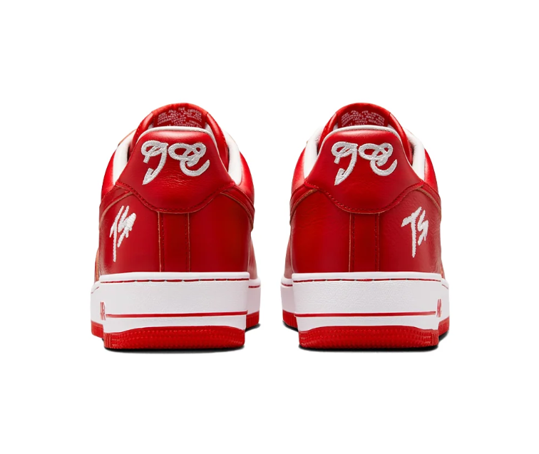 Nike Air Force 1 Low Sneakers - Red & White with Embroidered Heel Details