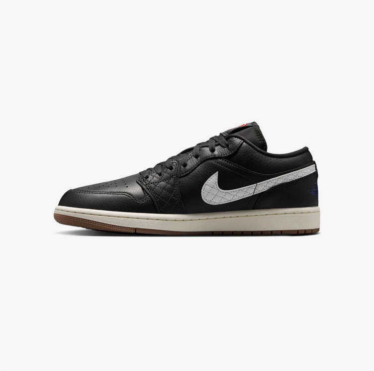 Air Jordan Low-Top Sneakers - Black & White with Gum Outsole