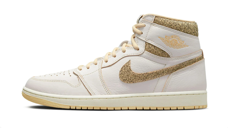 Air Jordan High-Top Sneakers - Cream & Textured Gold-Tone Accents