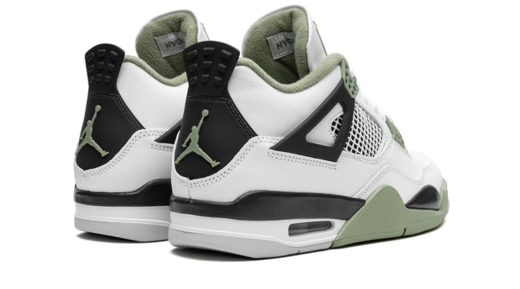 Air Jordan Sneakers - White with Sage Green & Black Accents