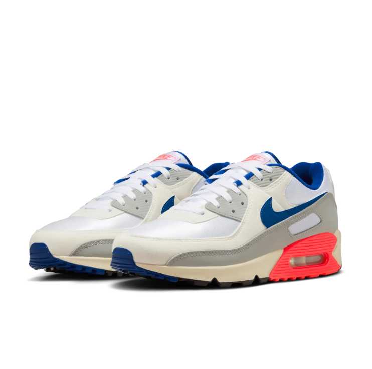 Nike Air Max Sneakers - White & Grey with Blue and Coral Accents