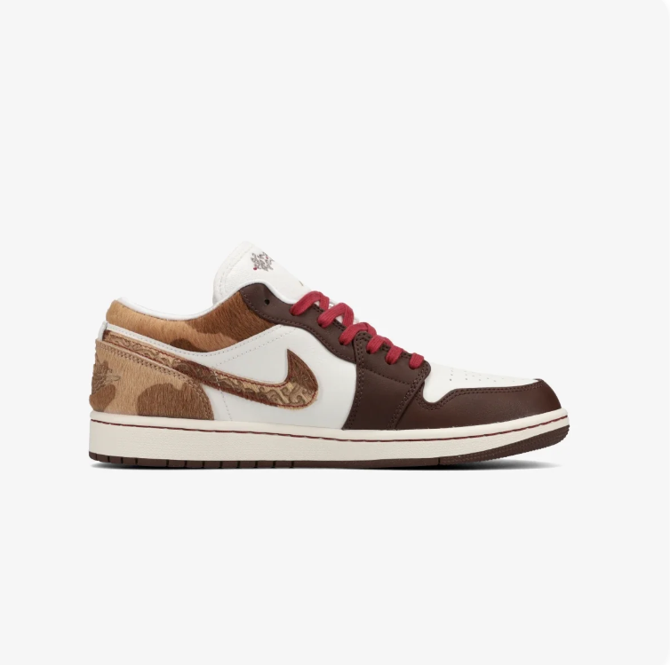 Air Jordan Low-Top Sneakers - Brown & Cream with Red Laces