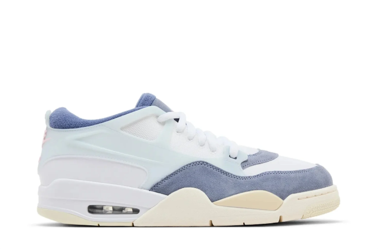Air Jordan Low-Top Sneakers - White & Slate Blue with Cream Sole