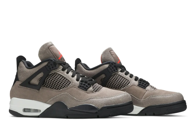 Air Jordan Sneakers - Taupe Grey with Black & Red Accents
