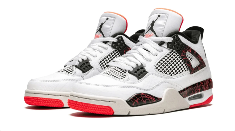 Air Jordan Sneakers - White & Black with Red Crackle Details