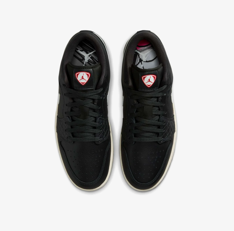Air Jordan Low-Top Sneakers - Black & White with Gum Outsole